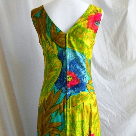 Vintage 60s Boho Hippie Hawaiian Maxi Dress Sz 4 - Picture 8 of 8